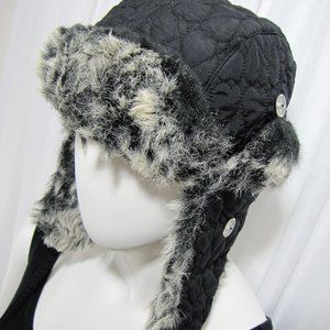 Black Heart Quilted Bomber Aviator Pilot Hat